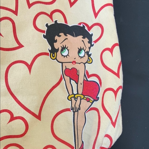 Betty Boop Red Heart Print Canvas Tote Bag Retro Y2K - Picture 9 of 16
